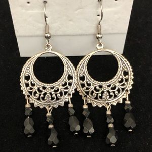 Black & Silver Chandelier earrings
